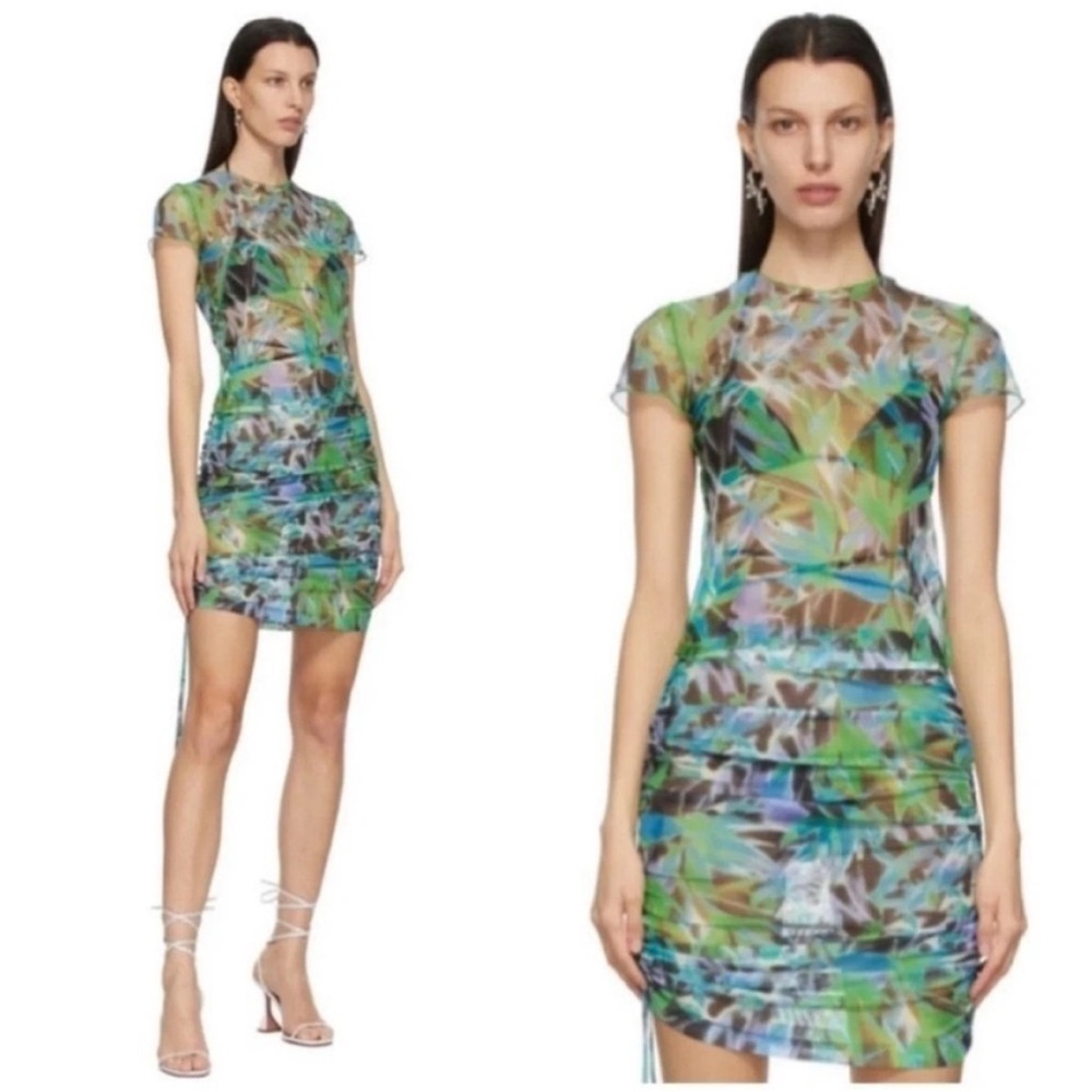 Kim Shui Green Mesh Print Top and Skirt Set